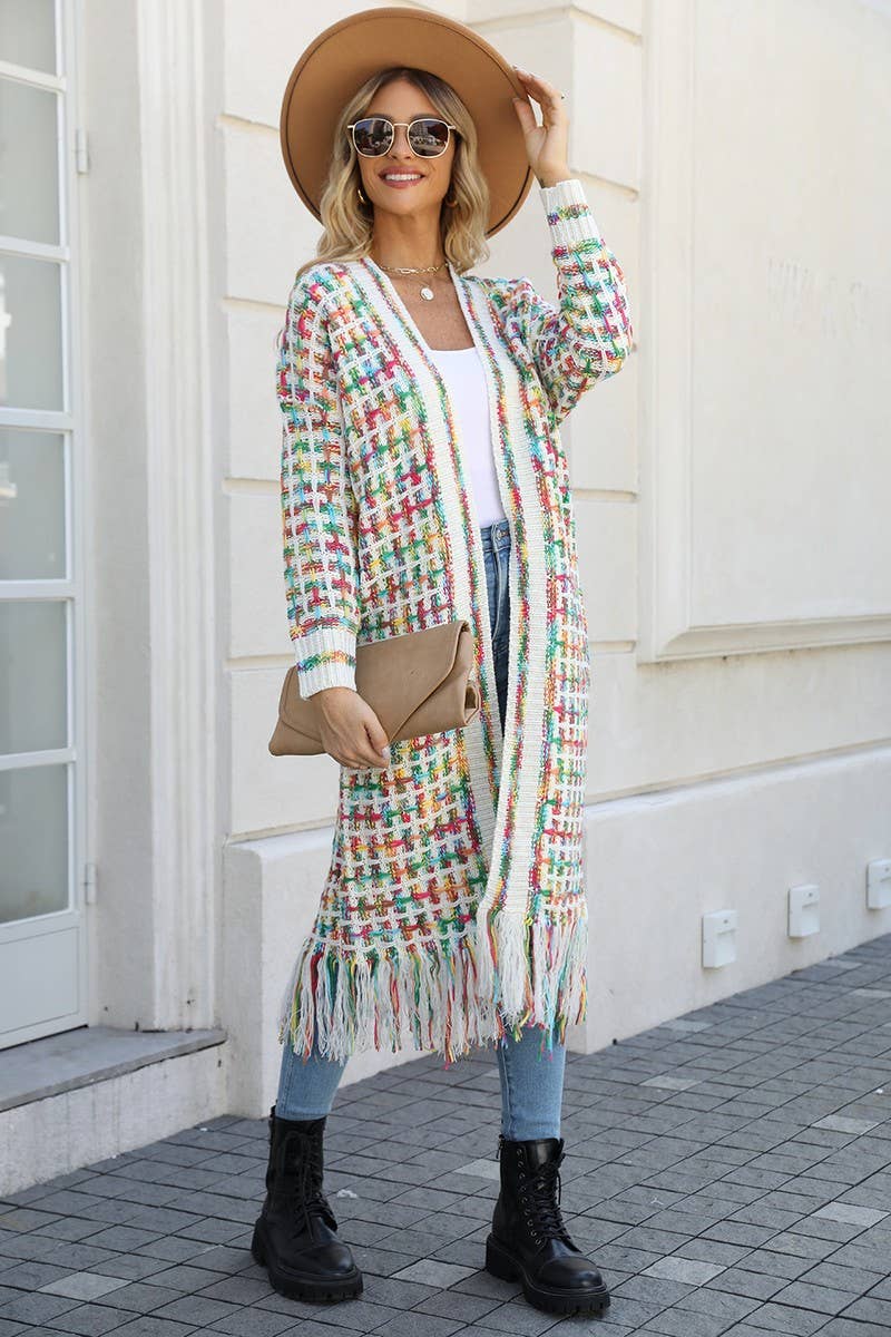 CWOCAL0933_FRINGED LONG COLORFUL CARDIGAN COAT