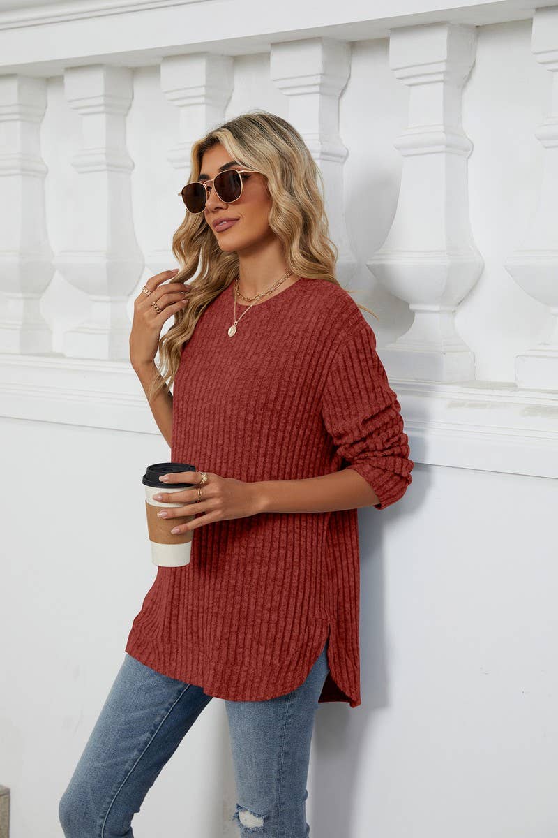 CWTBLL3744_AUTUMN AND WINTER COLLAR CASUAL TOPS