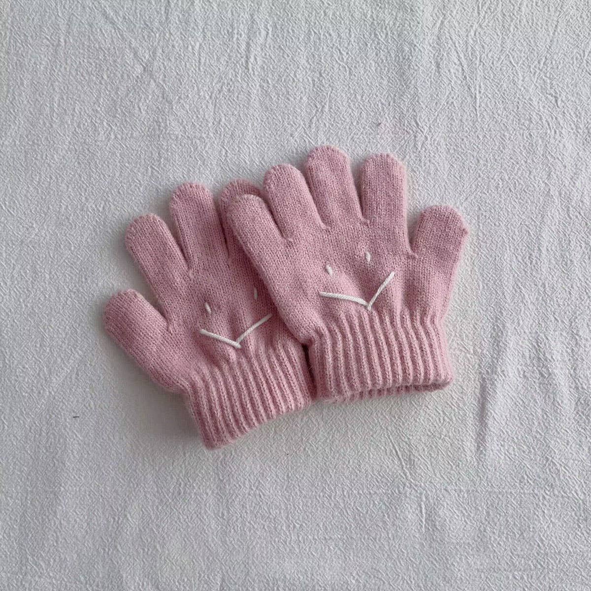 WINTER CUTE SMILEY FACE CHILDREN'S KNITTED GLOVES_CWAG0497