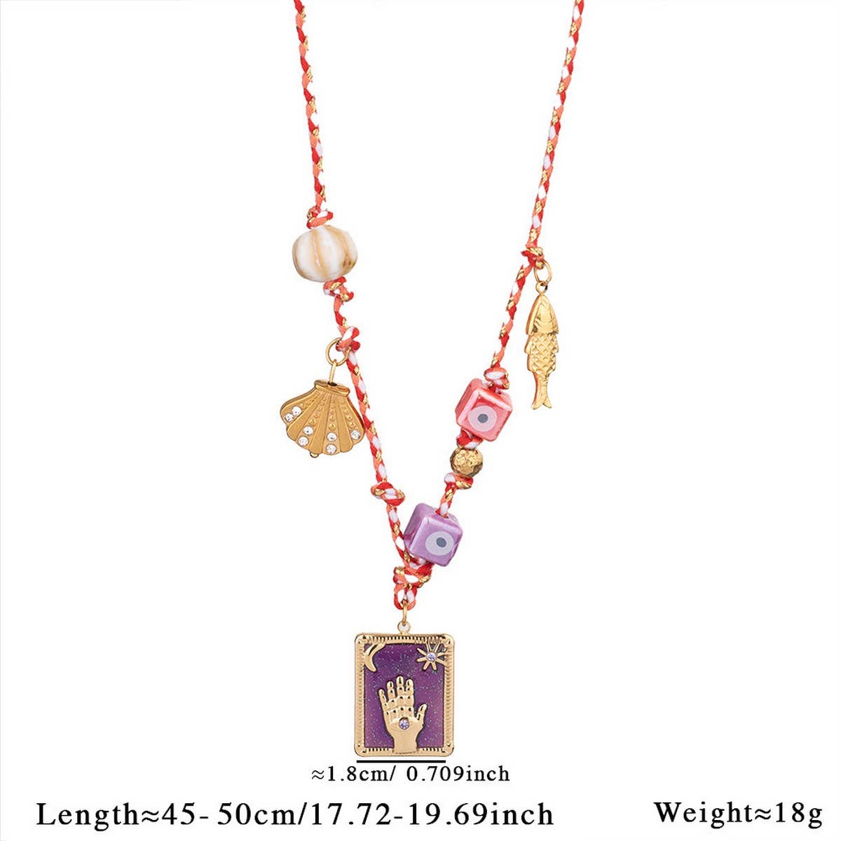 Evil Eye Shell Necklace with Color Rope_CWMM7528