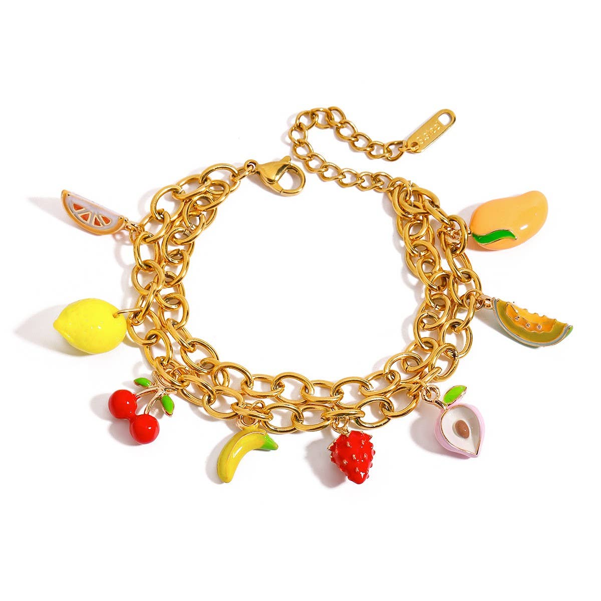 Delicate 18K Gold Double Cross Chain Bracelet