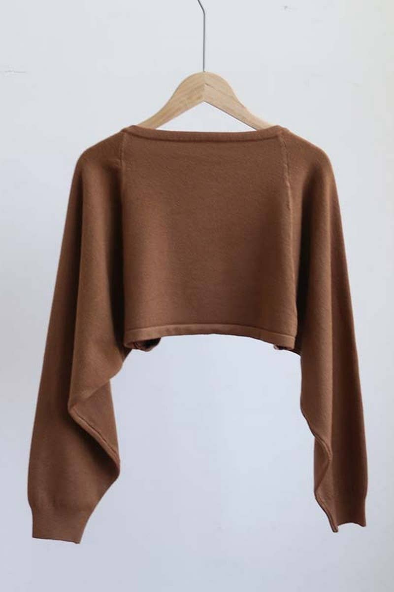 CWOCAL2079_SOLID COLOR SMALL SHAWL SHORT KNITTED CARDIGAN