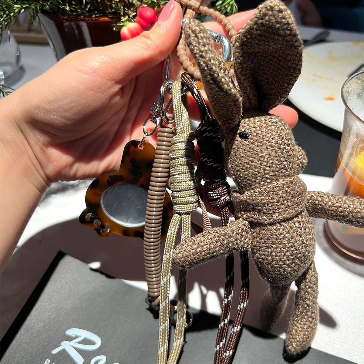Handmade Woven Bunny Keychain Cute Bag Charm Gift