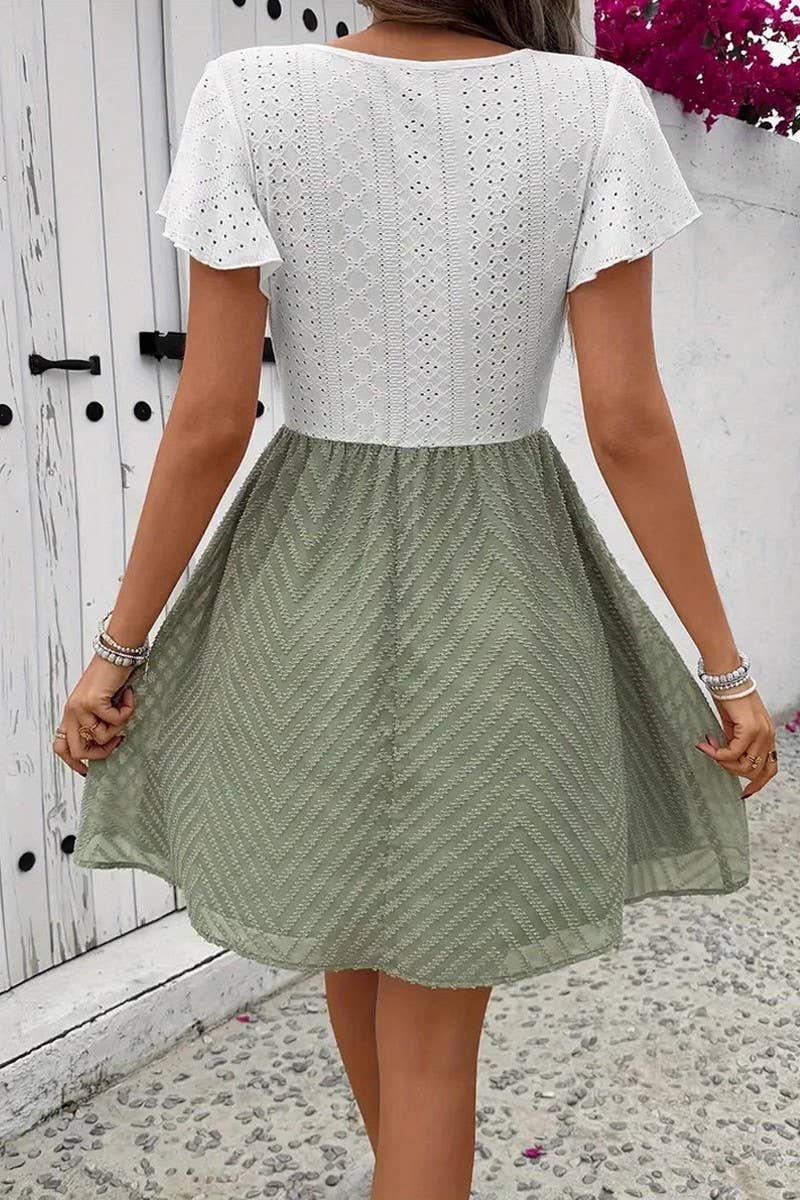 CWDSD8767_SUMMER ELEGANT SPLICING CASUAL HOLIDAY DRESS