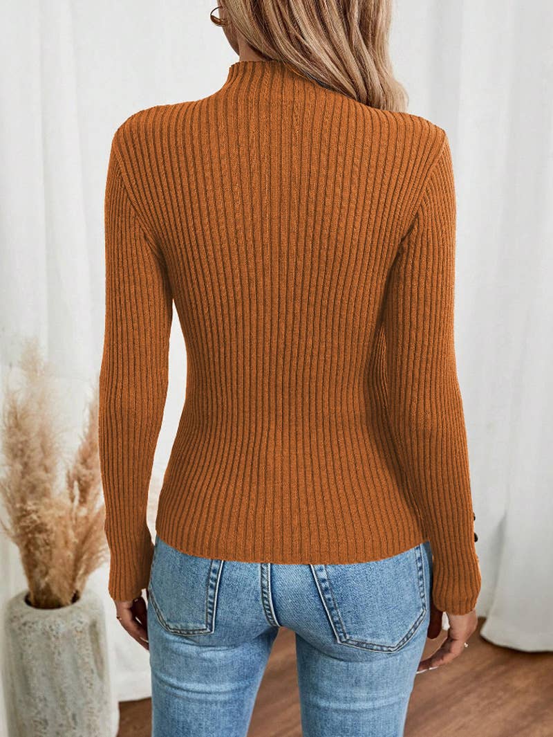 Button long-sleeved knitted base layer top
