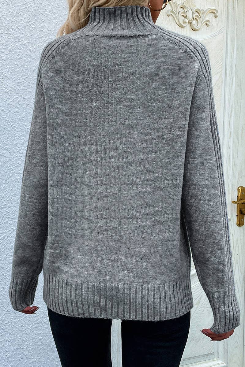 CWOSWL611  Turtle Neck Long Sleeve Pullover Sweater