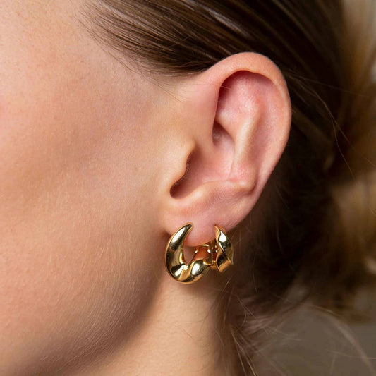 IRREGULAR CONVEX AND CONCAVE DESIGN ROUND EARRINGS