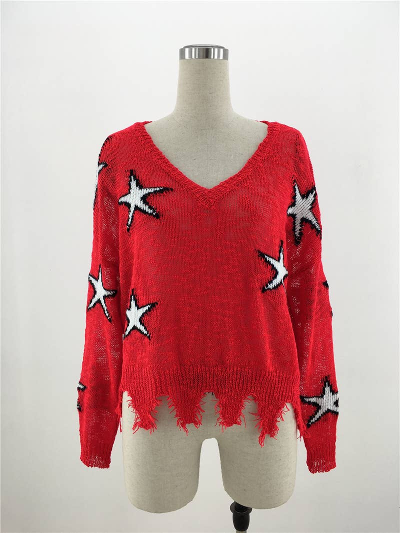 CREW NECK JUMPER GEOMETRIC LOOSE SWEATER