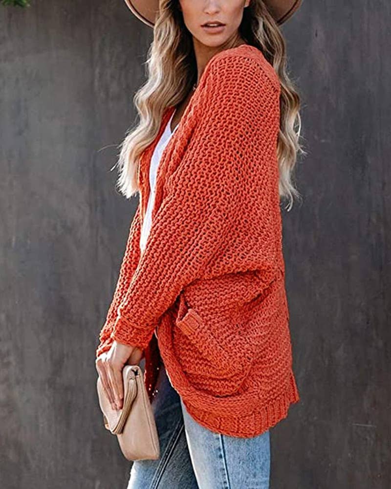 CASUAL TWIST ROPE BATSLEEVE SWEATER JACKET