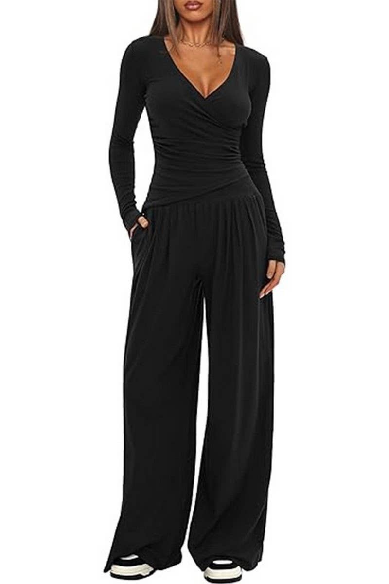 CWSTB00457_SOLID LONG SLEEVE TOP & WIDE LEG PANTS SET