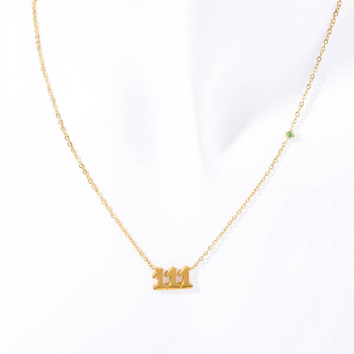 Stainless steel number rhinestone necklace_CWMM5654