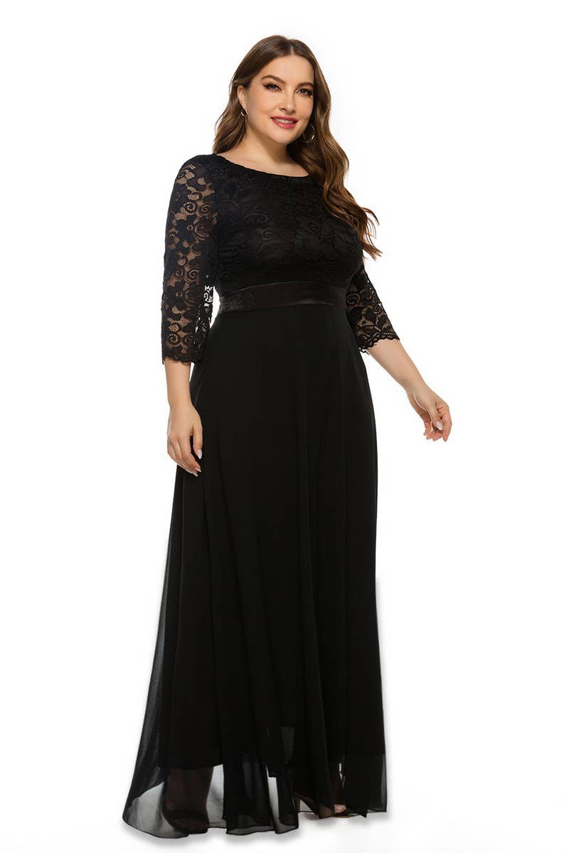 CWDMD3231_PLUS SIZE LACE EVENING DRESS