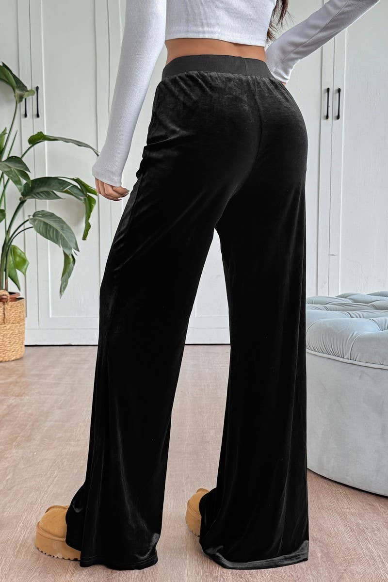 CWBLP2152_VELVET FLARE HIGH WAIST DRAPED PANTS