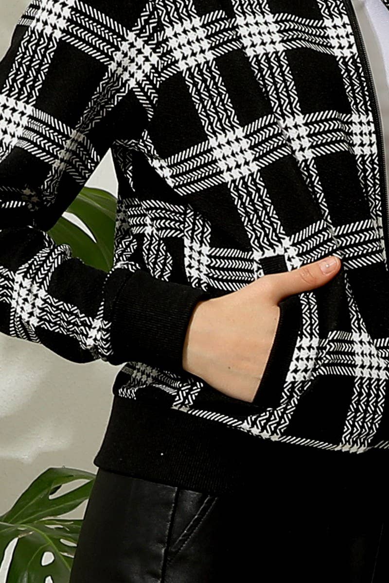 CWOJA699_ZIP UP BOMER JACKET WITH SIDE POCKETS