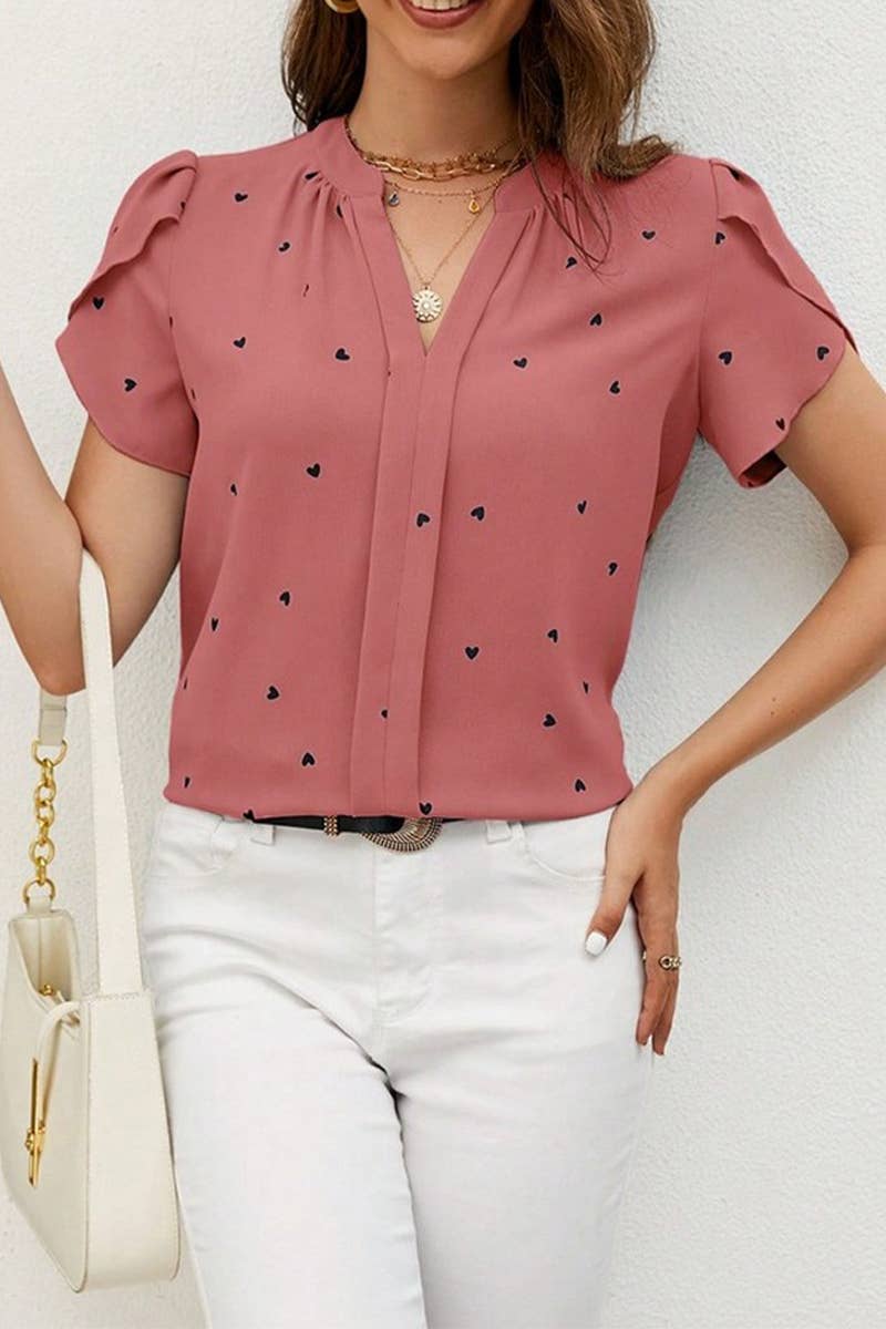 CWTSTS0667_SUMMER LOVE PETAL SLEEVE TEMPERAMENT SHIRT