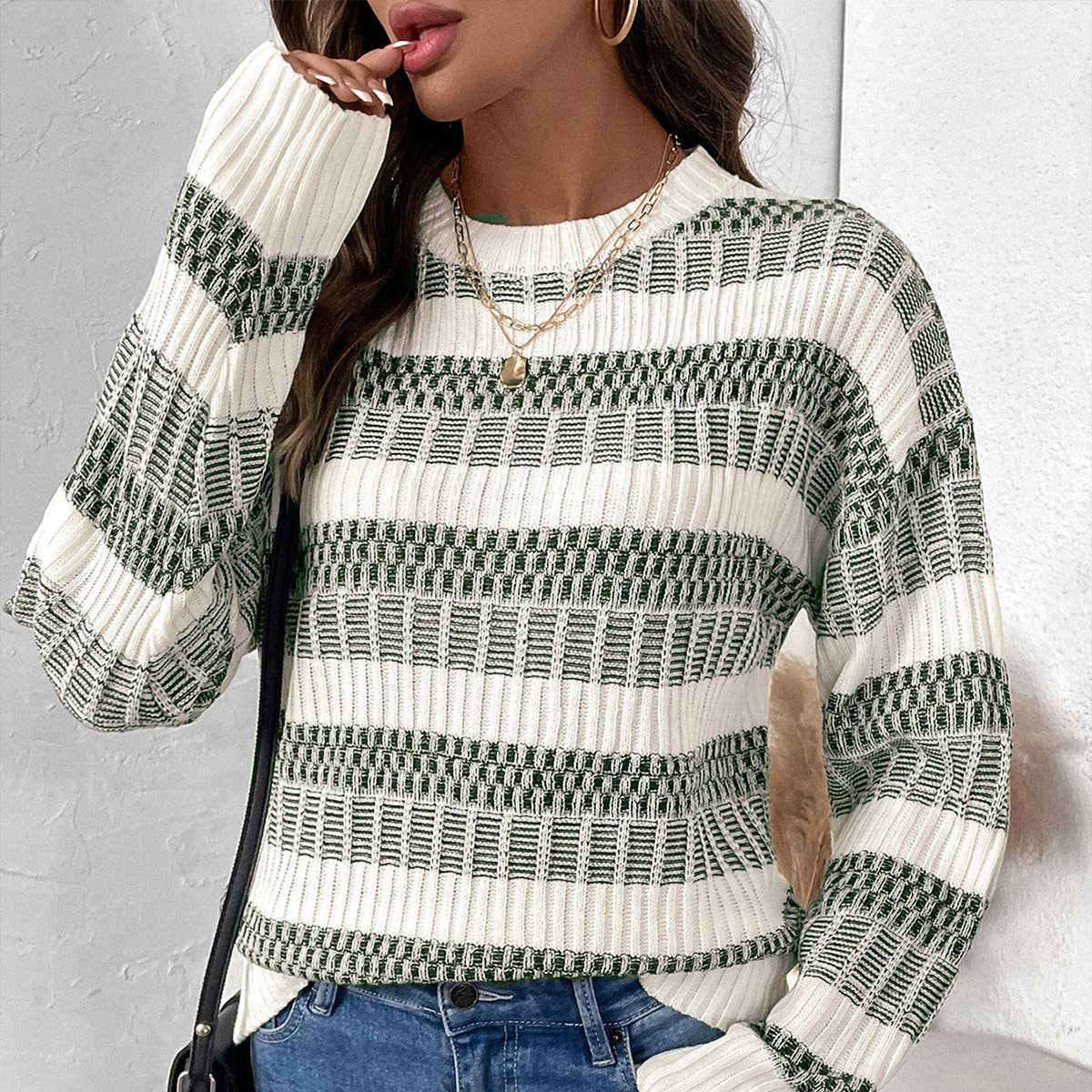 Casual striped color pullover sweater