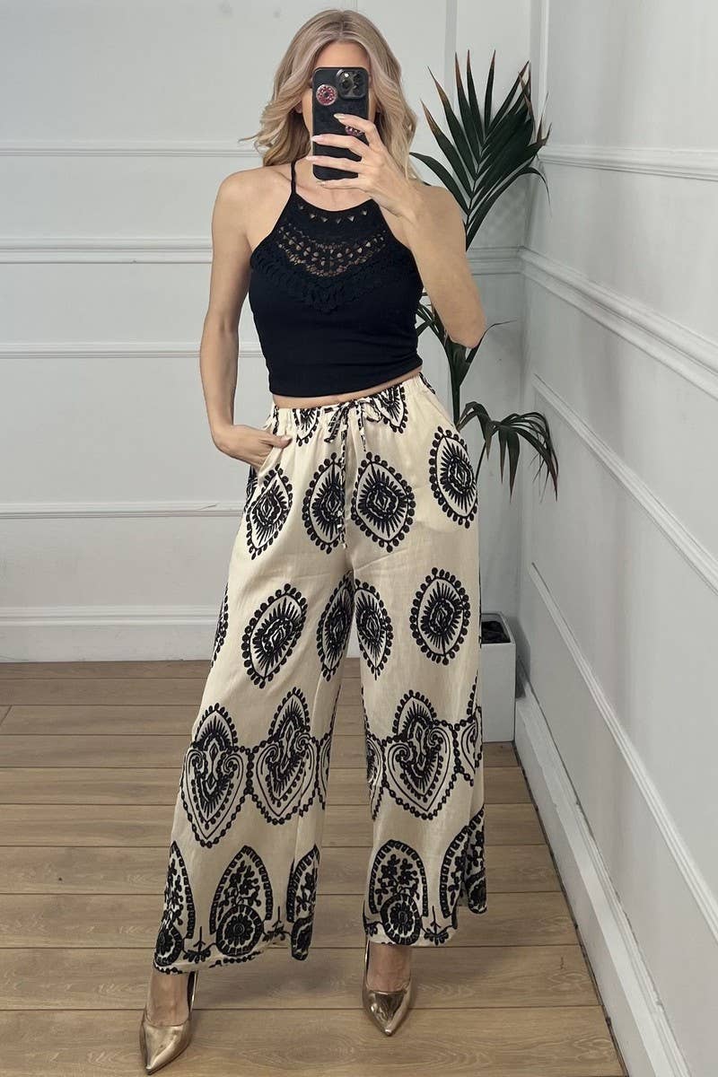 CWBLP888_WOVEN WIDE-LEG LOOSE CASUAL STRAIGHT-LEG PANTS