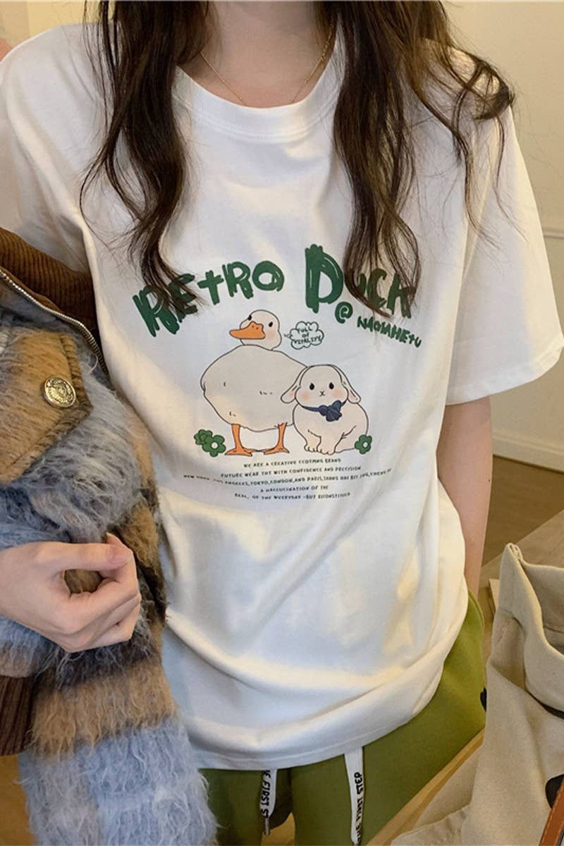 CWTTS0986_CARTOON PRINT CASUAL T SHIRT