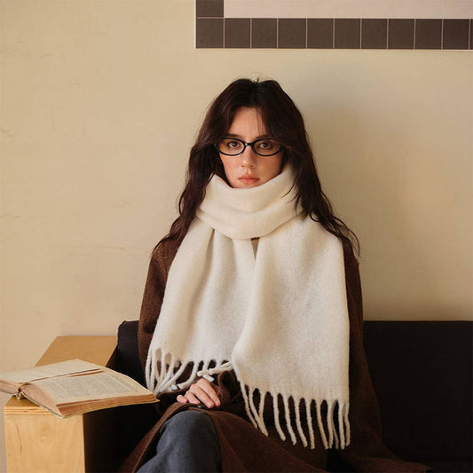 Soft Wool Blend Scarf ??Unisex Winter Solid Wrap_CWASC2349