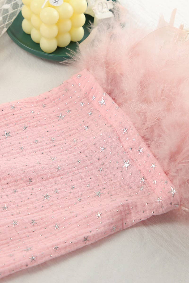 CWSPJ0393_COTTON RHINESTONE PATCHWORK FEATHER NIGHTGOWN