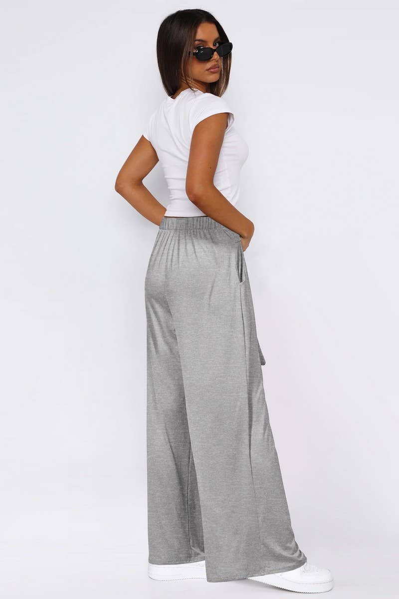 CWBLP01042_SOLID DRAWSTRING LOOSE WIDE LEG PANTS