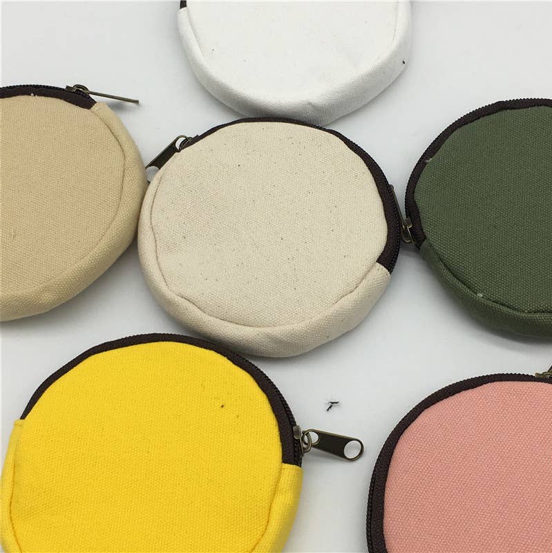 Round cartoon canvas coin purse and money bag