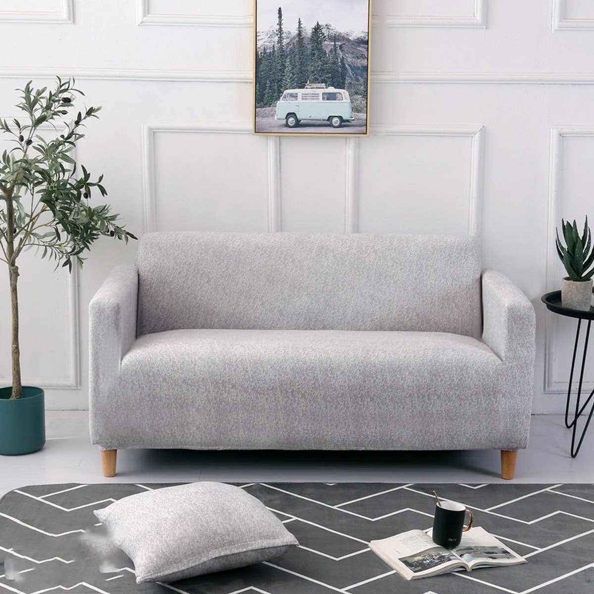 Stretch Sofa Cover, Solid Print, All-in-One Fit_CWMM8309