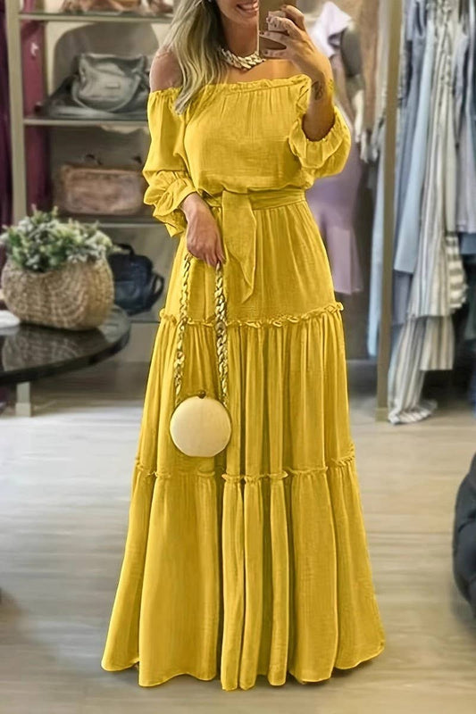 CWDMD6396_SUMMER COMMUTING STITCHING ONE-SHOULDER DRESS