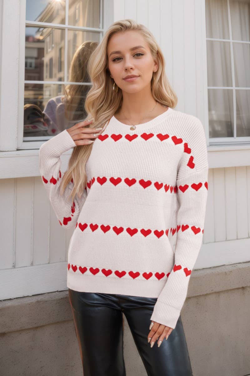 CWOSWL6742_WINTER CREW-NECK LONG-SLEEVED LOVE SWEATER