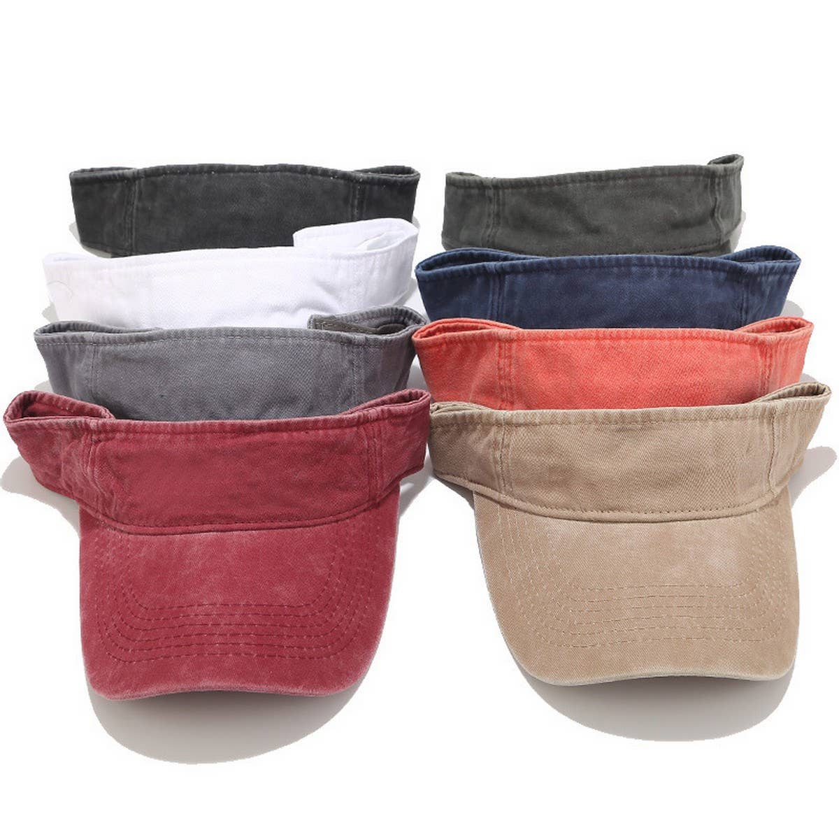 Washed Cotton Visor Hat - Street Style Sun Cap_CWAH3306