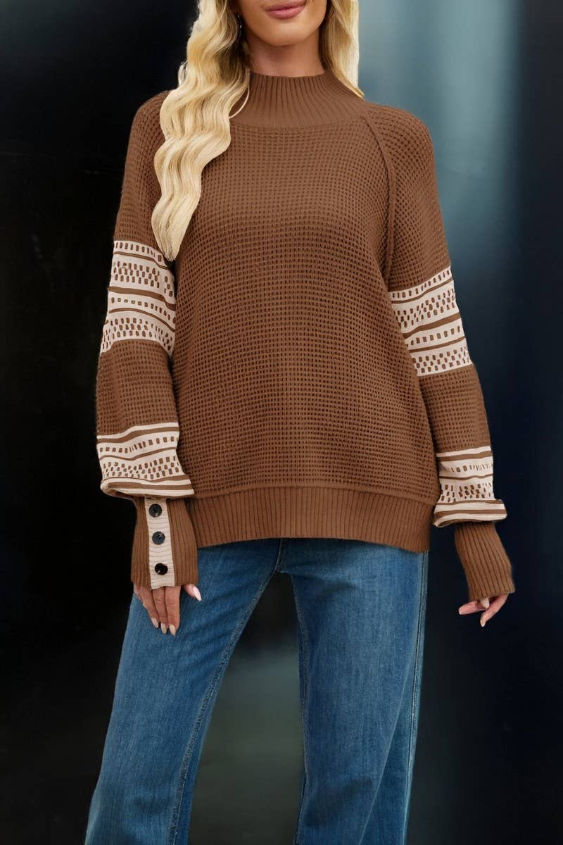 CWOSWL7021_KNITTED COLORBLOCK TURTLENECK SWEATER