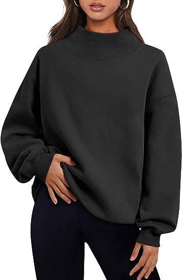 Casual half-high neck fleece hoodie with slit neckline
