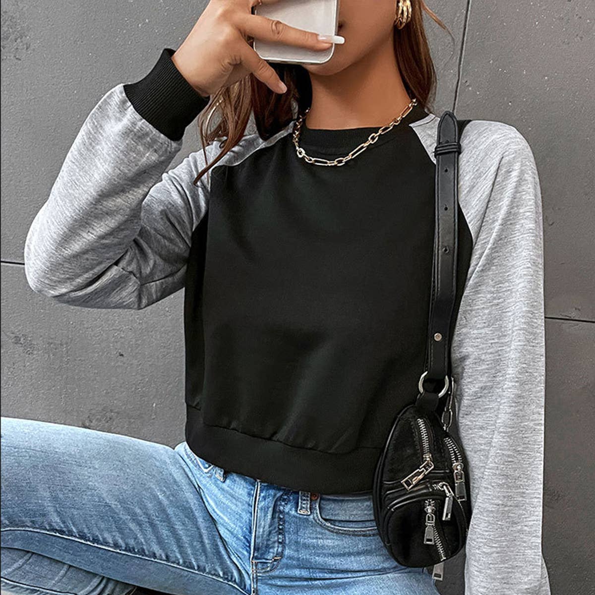 Crew neck pullover hoodie sweatshirts