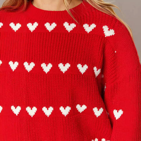 CREW-NECK LONG SLEEVE JACQUARD KNITTED SWEATER