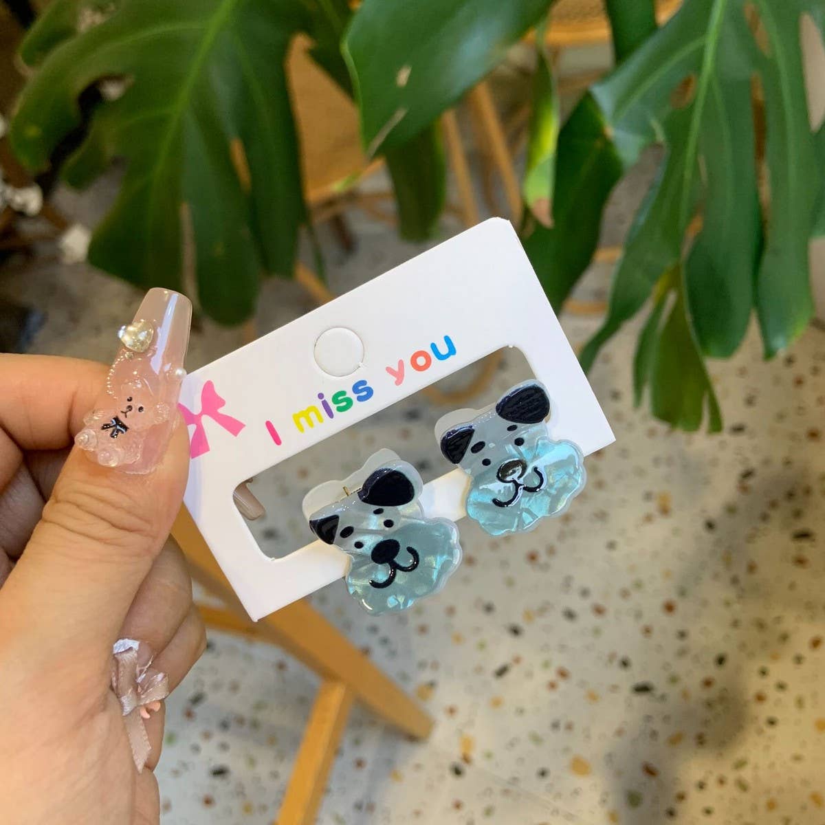 CWAHA4457_GIRL PUPPY BEAR CUTE CARTOON HAIRPIN