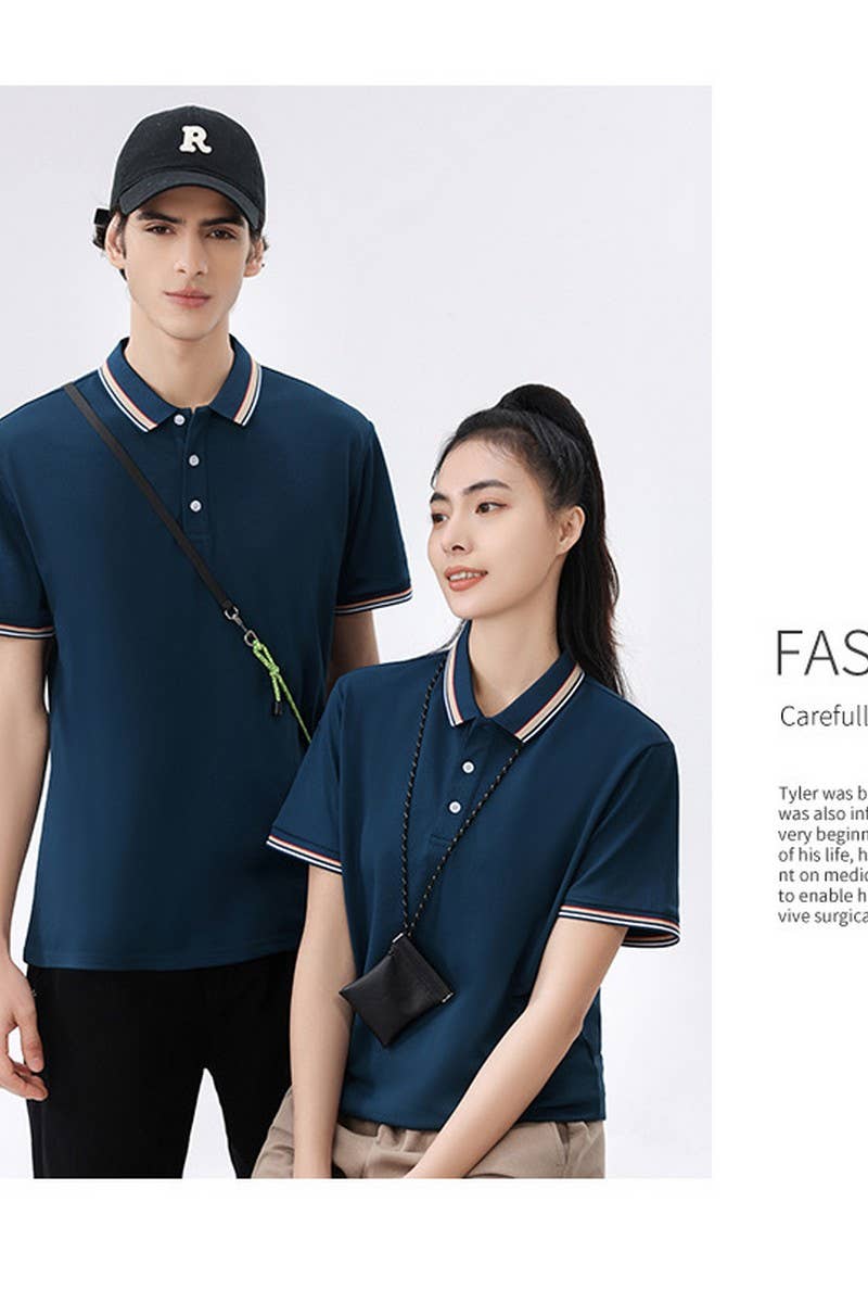 CWTBLS02419_COLORBLOCK POLO COLLAR SHORT SLEEVE CASUAL TOP