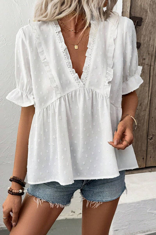 CWTBLS2237_SUMMER HOLIDAY STYLE FLOWERED FLUFFY SHIRT