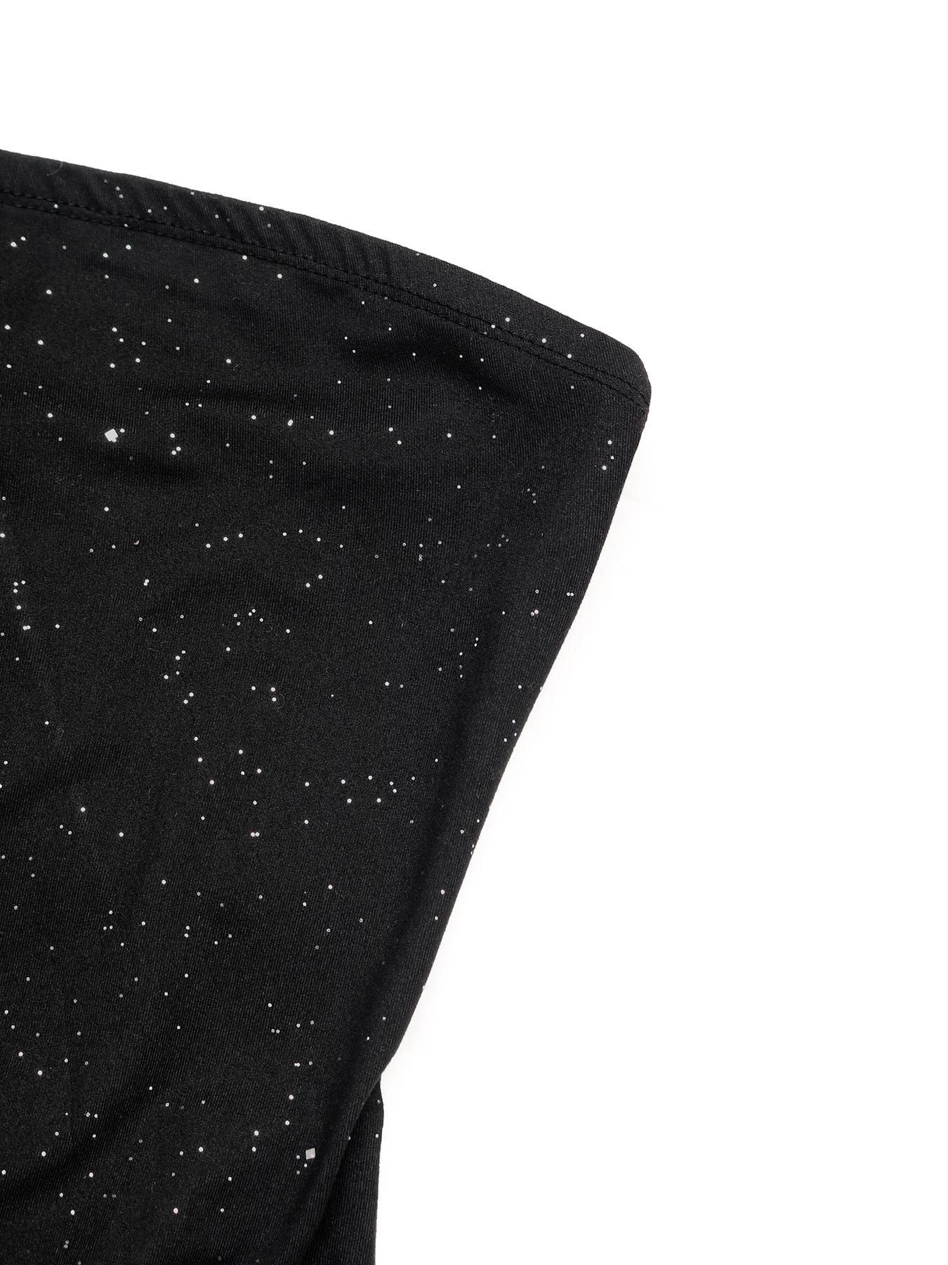 Black and white contrasting strapless top