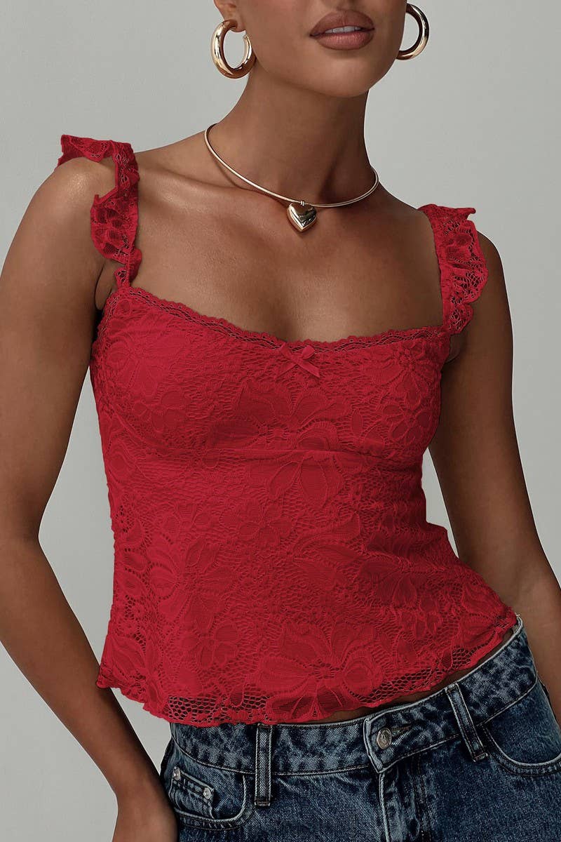CWTTK0934_SOLID COLOR SEXY LACE PANEL CAMI TOP