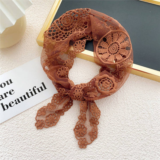 Lace Floral Triangle Scarf - Neck & Hair Wrap