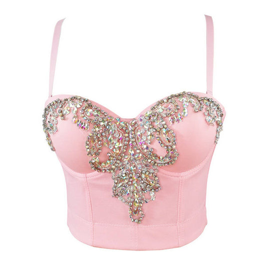 HEAVY BEADED RHINESTONE FISHBONE CORSET