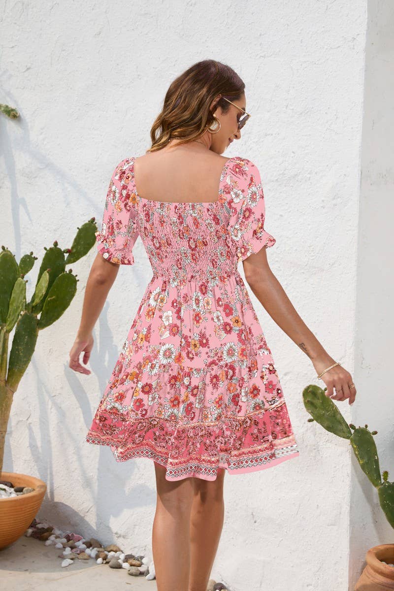 CWDSD4009_PRINT WAIST DRESS BOHO SHORT DRESS