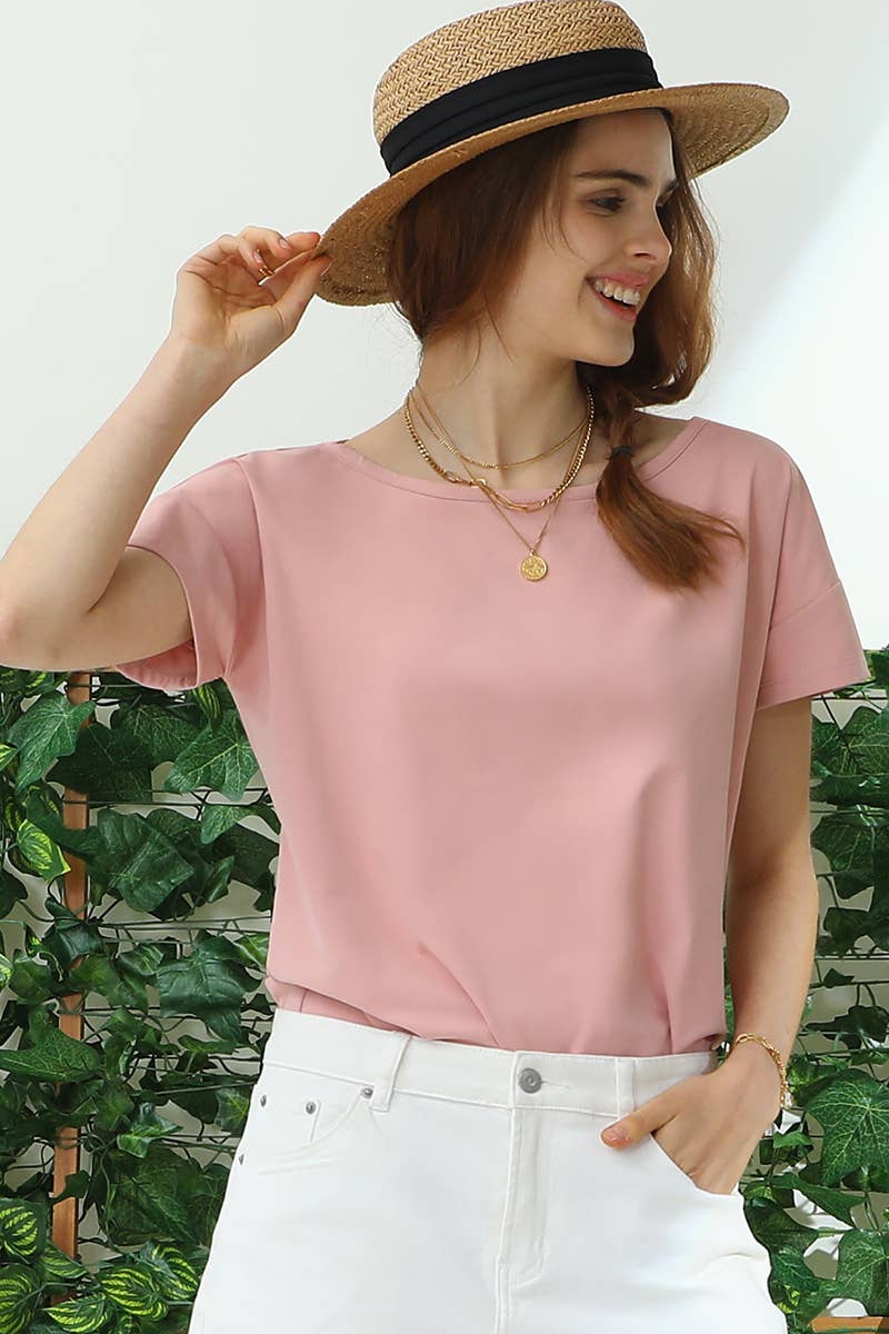 CWTTS701_ROUND NECK SHORT SLEEVE T SHIRT TUNIC TOP