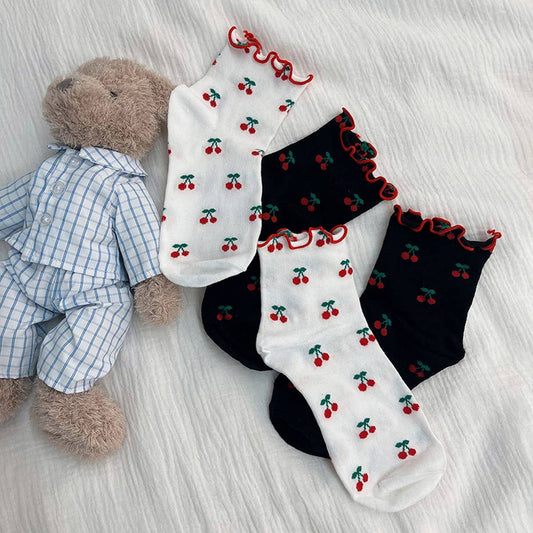 NEW ARRIVAL FOR WOMEN CUTE CHERRY COTTON SOCKS
