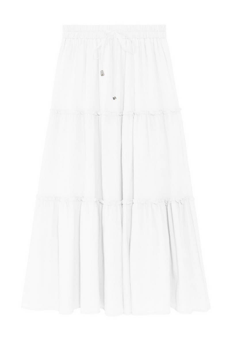 CWBLS0557_CASUAL SOLID PATCHWORK ELASTIC WAIST MAXI SKIRT