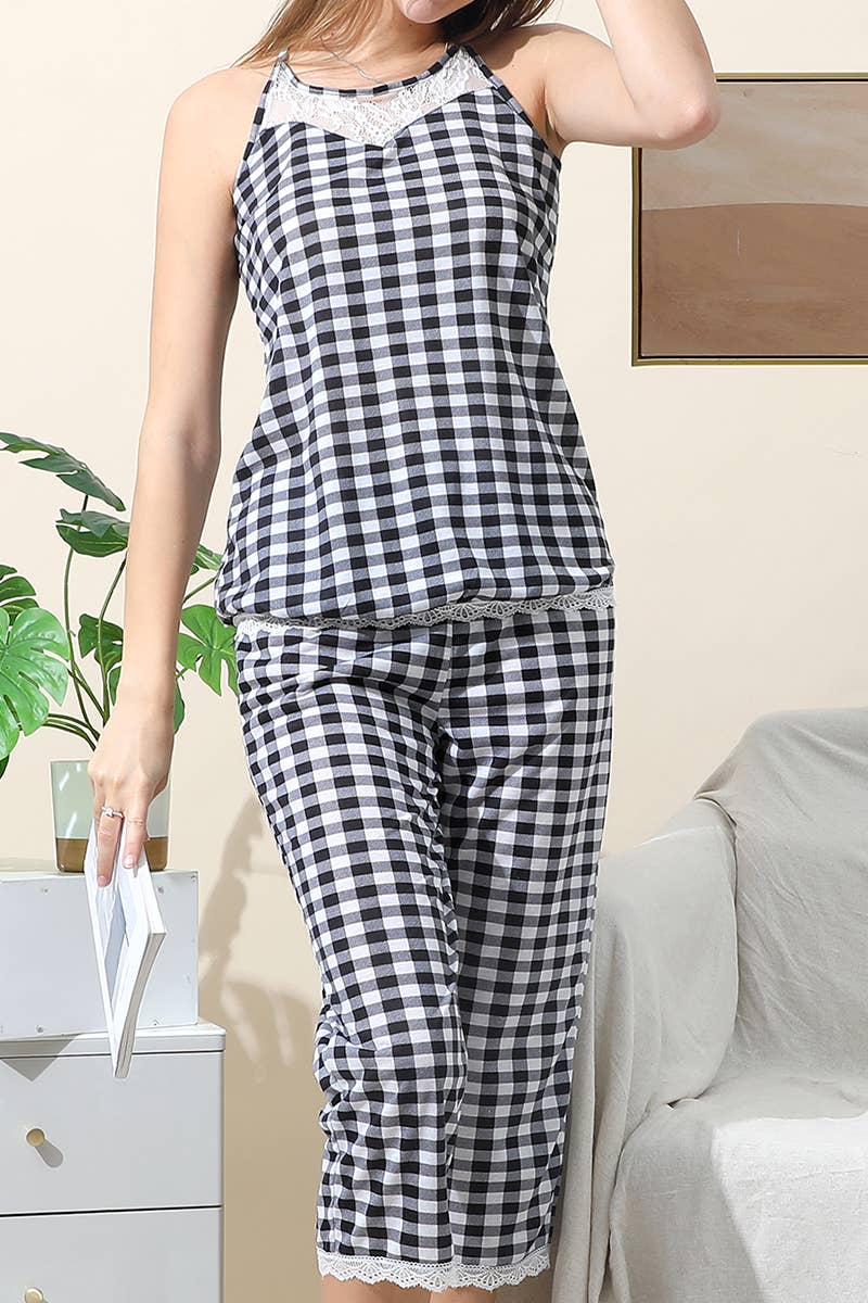 CWSPJ038-P_RACERBACK TOP LACE AND CAPRI PAJAMA SET