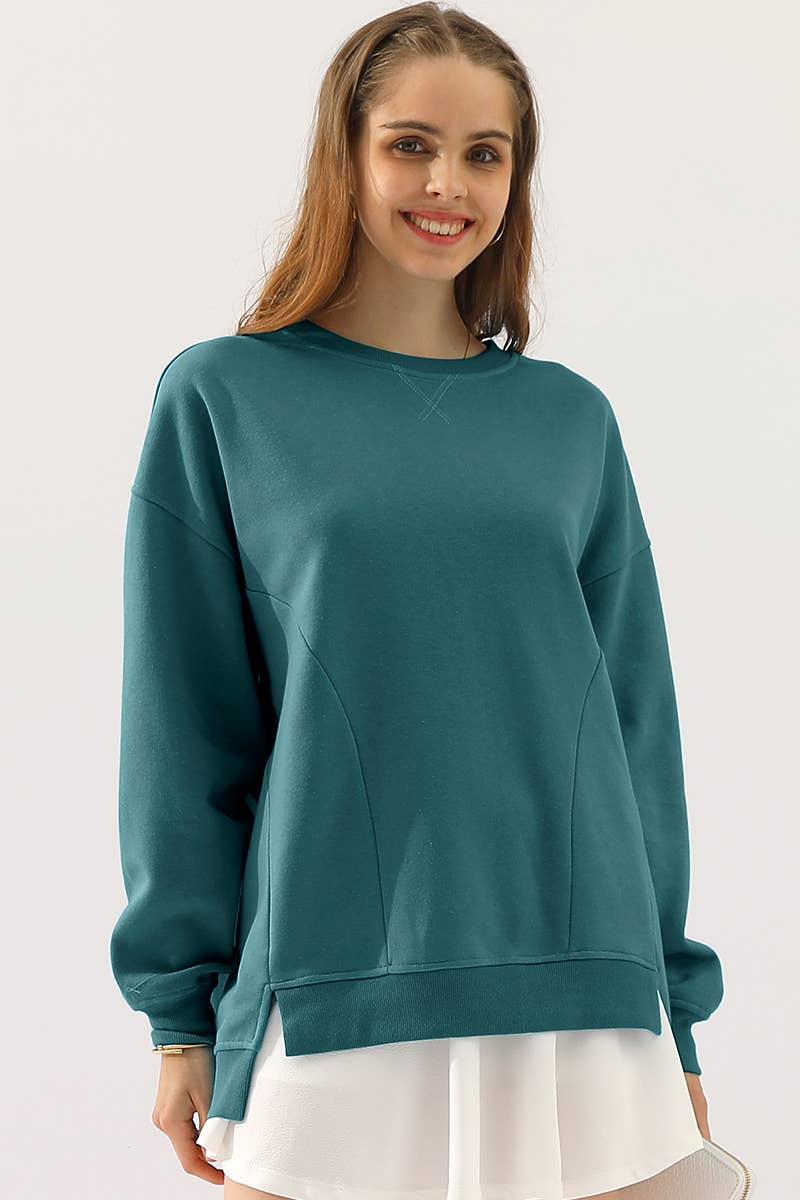 CWTTL905-P_PLUS SIZE ROUND NECK CUT HEM SWEATSHIRT
