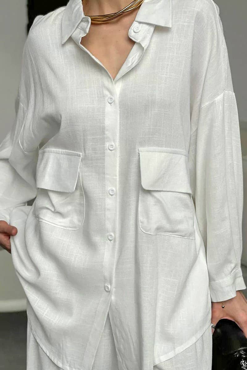 CWSPJ0326_COTTON AND LINEN LONG SLEEVE PANTS PAJAMA SET