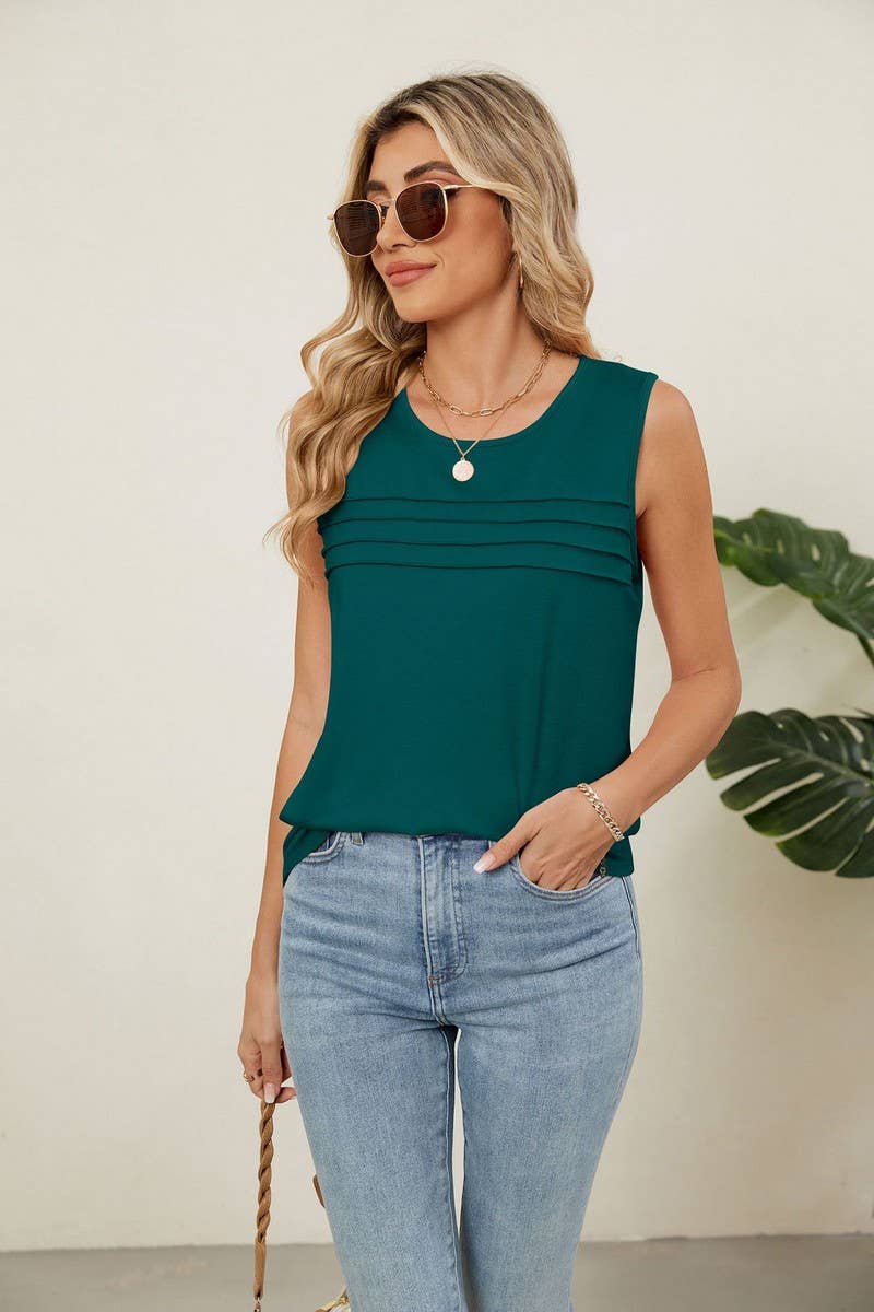 CWTTSL0296_SOLID COLOR ROUND NECK SLEEVELESS T-SHIRT VEST