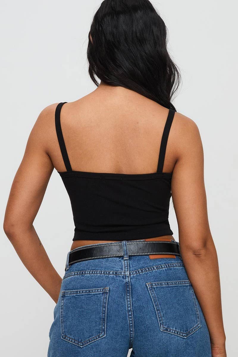 CWTTK1196_SOLID PLEATED CROPPED SLIM Y2K TANK TOP